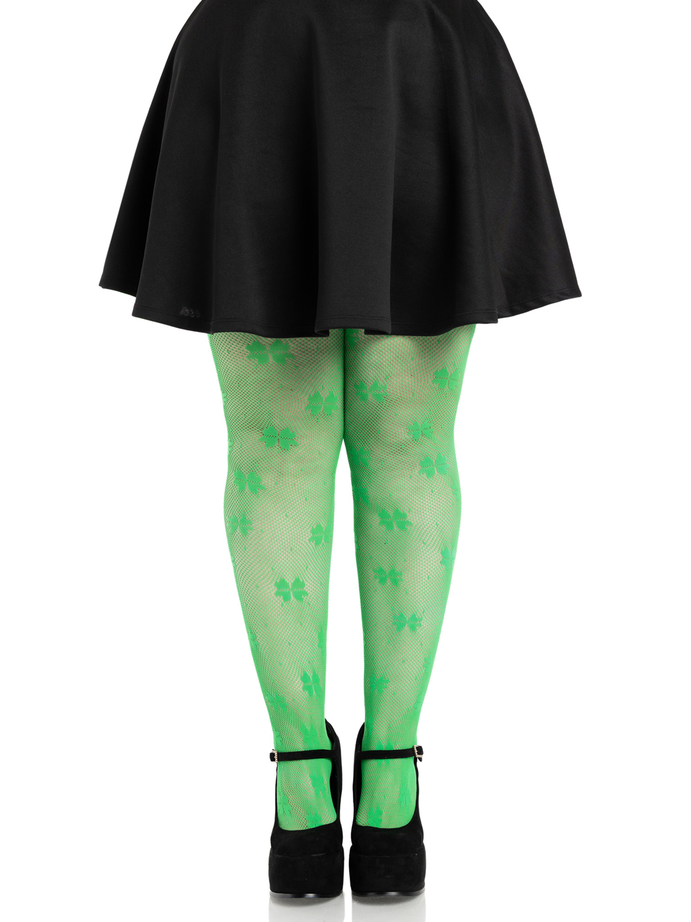 02SVkTUJ Clover Net Tights - 1x 2x - Green - Image 1