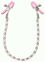 Nipple Play Crystal Chain Nipple Clamps - Pink - Image 3