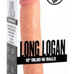Long Logan 10 Inch Dildo With Balls - Light