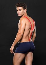 Fireman Bottom With Suspenders 2 Pc - Medium/large - Navy Blue/red - Image 2