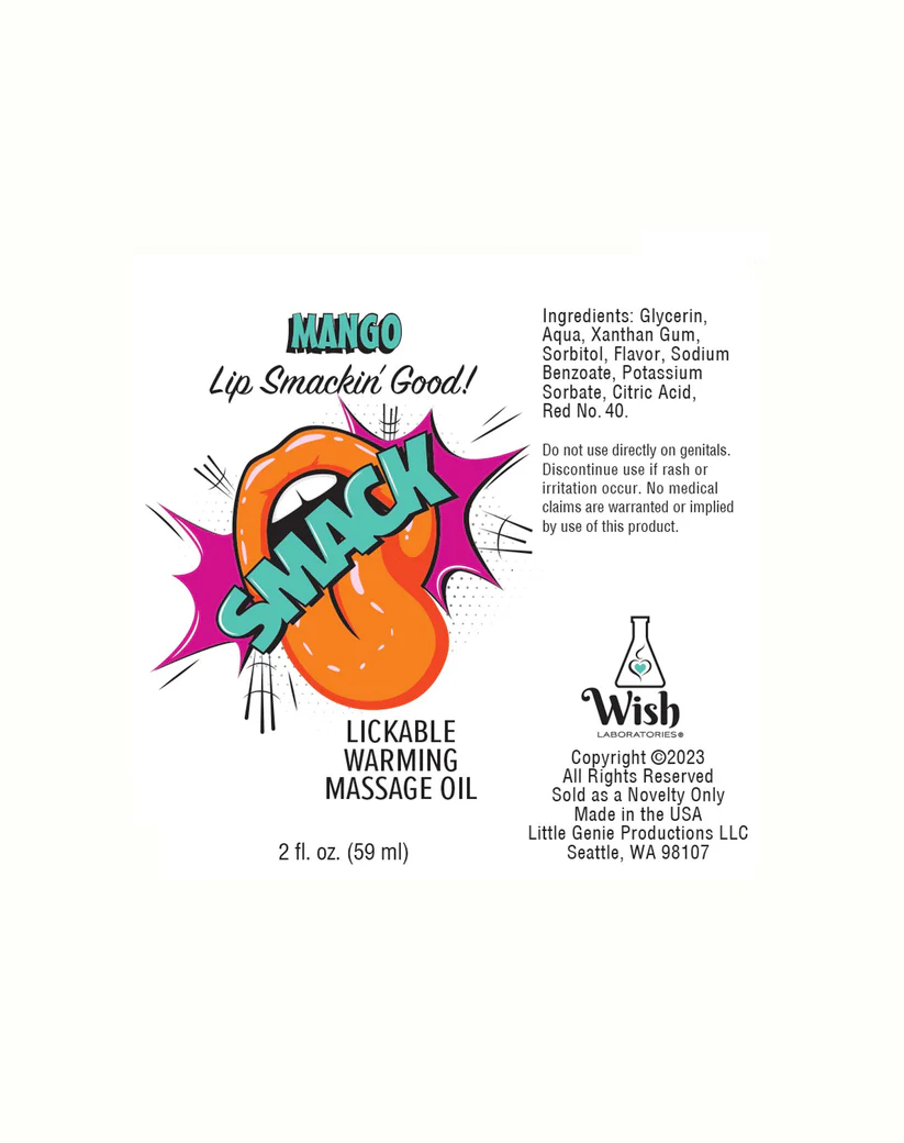 0jvqDONC Smack Lickable Massage Oil Mango 2oz - Image 1