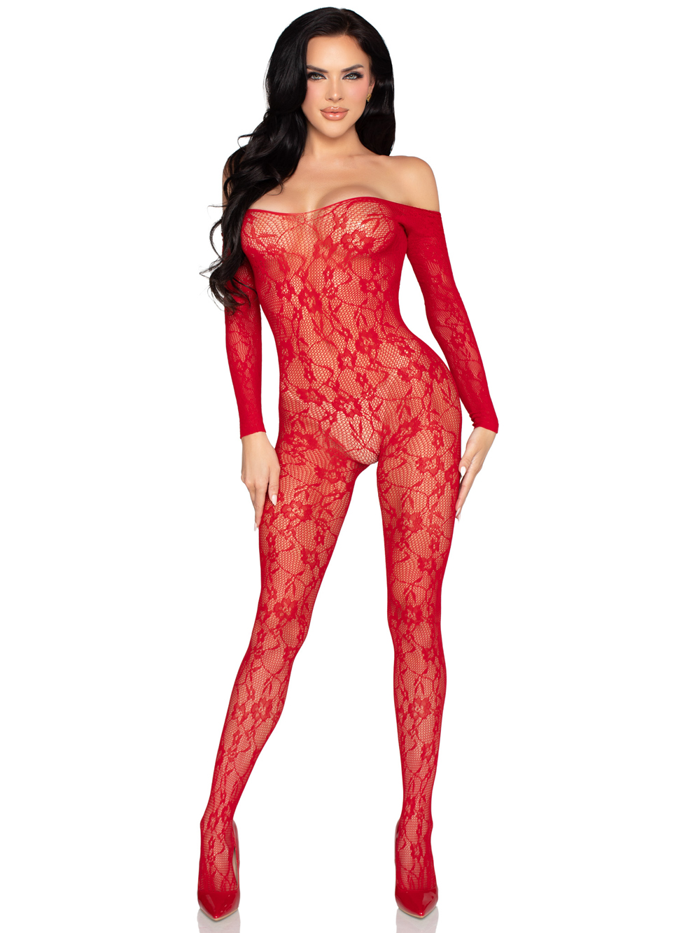 0pjDRLzt Lace Lingerie Jumpsuit - Os - Red - Image 1