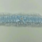 Satin Leg Garter - One Size - Baby Blue With White Lace