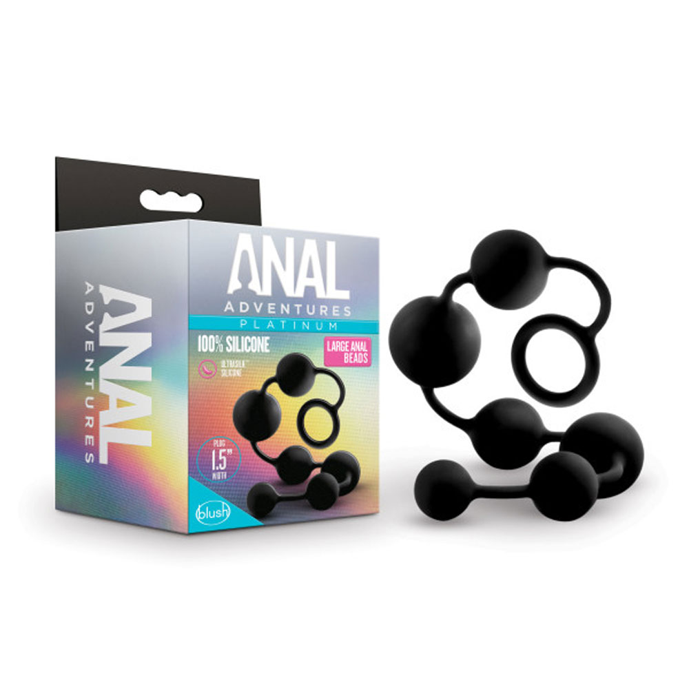 1sKKEodFUoJ7WqkOZ8ENn6yoK2JBJpNc Anal Adventures - Platinum - Silicone Large Anal Beads - Black - Image 1