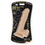 Pro Sensual Premium Silicone 8 Inch Dong With 3 Cockrings - Flesh - Image 2