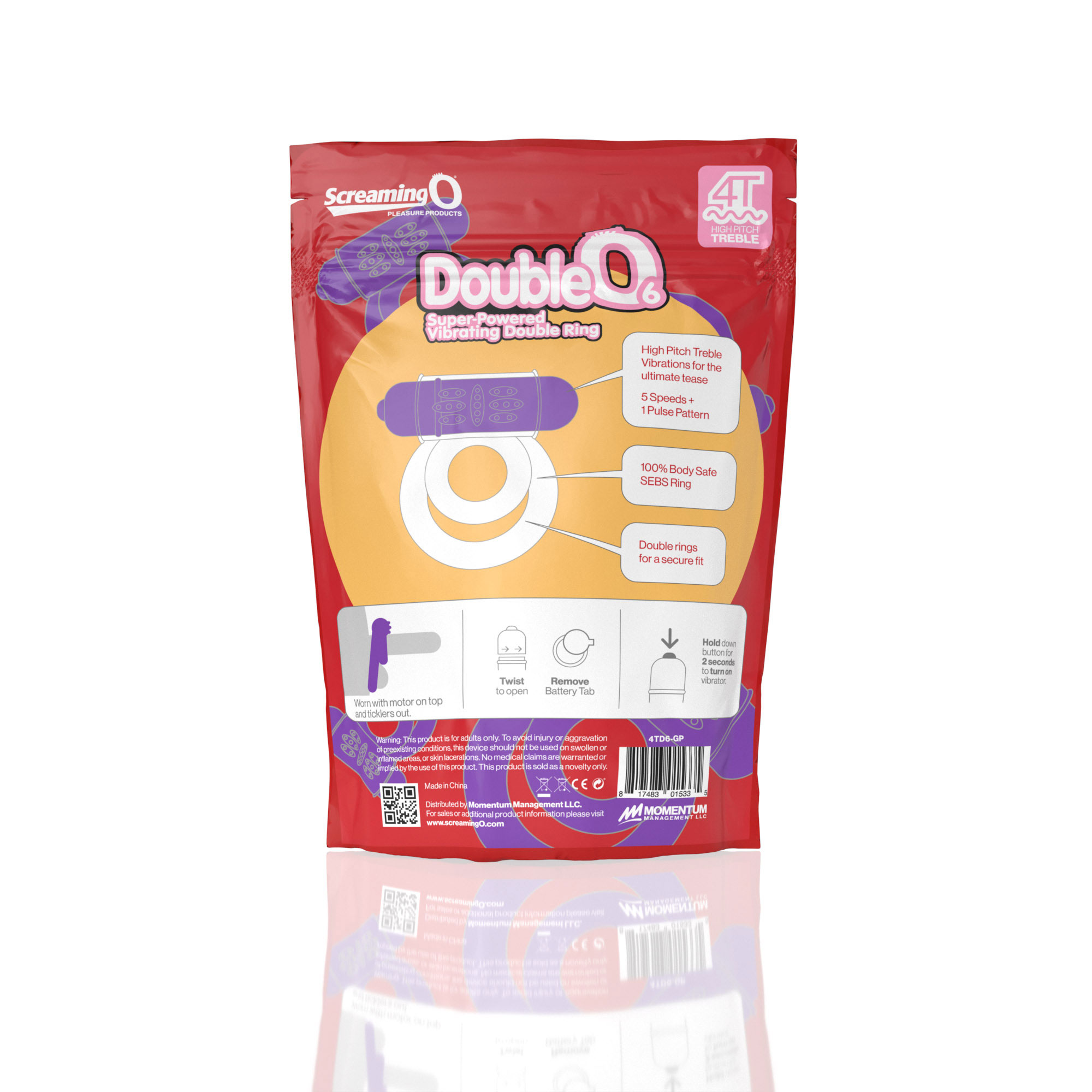 20Yp51mKXSgfaIWc6HWVL9xC1EWD7QLu Screaming O 4t - Double O 6 Super Powered Vibrating Double Ring - Grape - Image 1