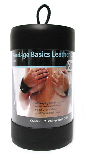 29a3fadd6027d6e31ca9e29302df9971 Bondage Basics Black Leather Wrist Cuffs - Image 1