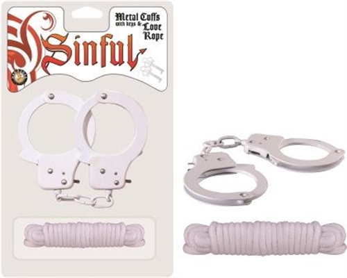2c6a35dfa7ccb904169352fb532257b4 Sinful Metal Cuffs With Keys & - Love Rope - White - Image 1