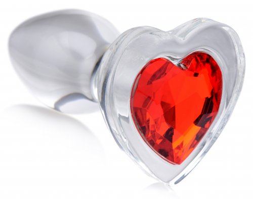 30sj33AecHc2y5Vr2B0OHCHMlR8W4L43 Red Heart Gem Glass Anal Plug - Small - Image 1