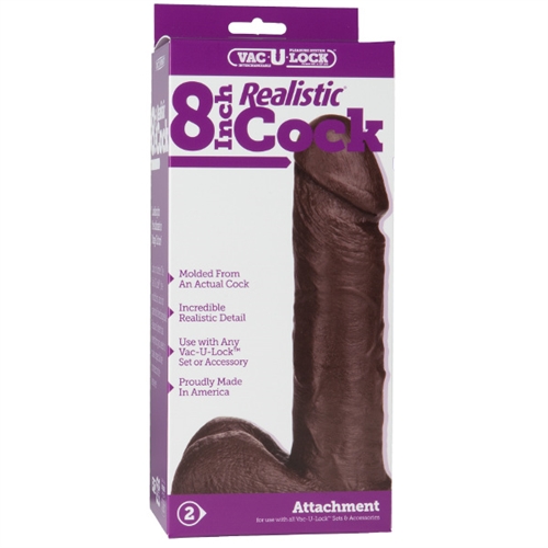 3494981eeb9cb4e062d41166cbdd2fa1 Vac-U-Lock 8 Inch Realistic Cock - Black - Image 1