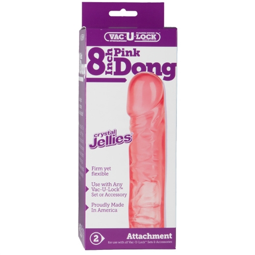37940beadab0dc0fcf8bd9d7dff98ccd Vac-U-Lock 8 Inch Crystal Jellies Dong - Pink - Image 1