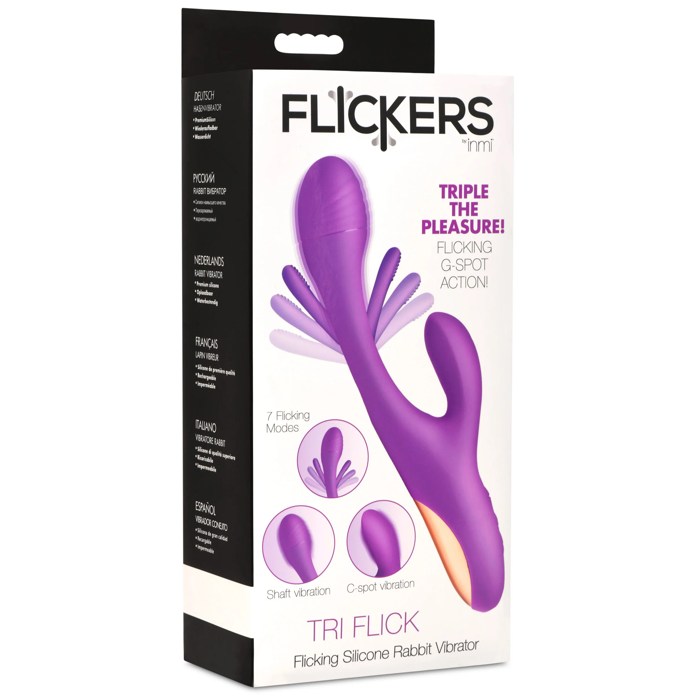 3D6mWdZrfeTrsSRacJ6uvAHnW5eI3P6m Tri-Flick Flicking Silicone Rabbit Vibrator - Purple - Image 1