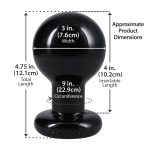 Round Butt Plug Large - Black - Image 3
