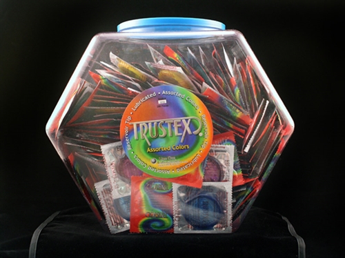 3cca47f83088ee0b629d1ae2785de3d0 Trustex Assorted Colors Lubricated Condoms - 288 Piece Fishbowl - Image 1