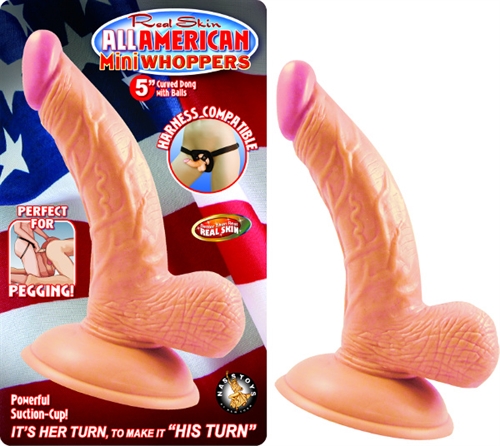 3fb30dfad094e49d64bddb1a488d73c0 All American Mini Whoppers 5-Inch Curved Dong With Balls-Flesh - Image 1