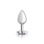 Clear Iridescent Heart Gem Silver Metal Plug - Sm - Image 4