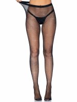 Rhinestone Fishnet Crotchless Tights - One Size - Black - Image 3