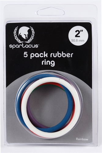 411cefb3f947d614c5b07cbdd139f49c Rubber Cock Ring 5 Pack - 2 Inches - Rainbow - Image 1