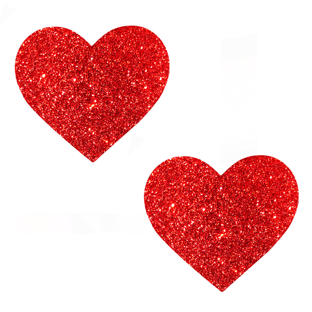 49cJcfooM3xxnADAuzkK0iSo8kKmA6ay Ravish Me Red Glitter I Heart U Nipztix Pasties - Image 1