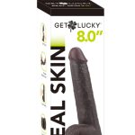 Get Lucky Real Skin 8" Dual Layer Dildo Dark Brown