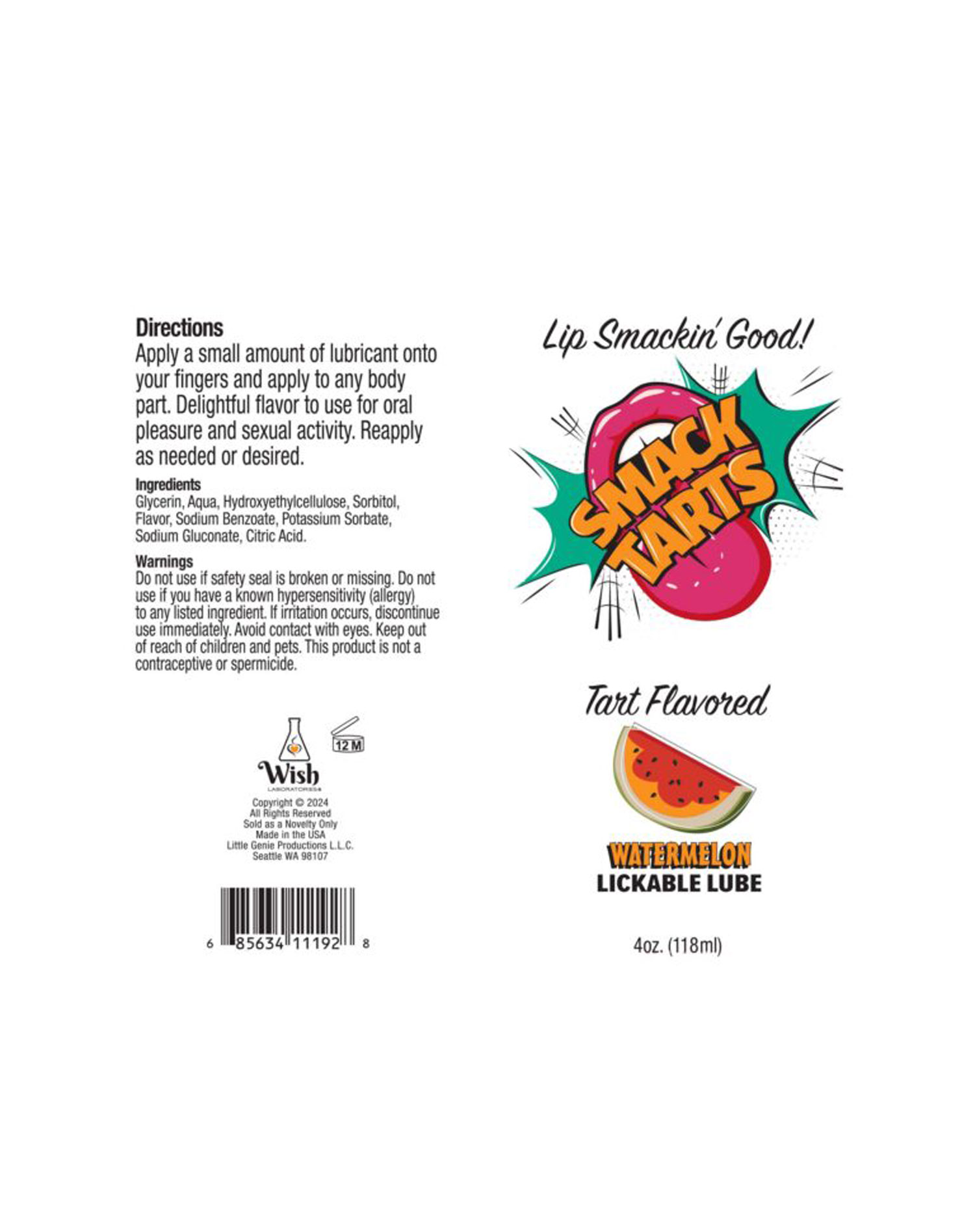 4MOLkrlx80TDNefDSBzSRu3GO8Coo83u Smack Tarts 4oz Lickable Flavored Lubricant - Watermelon - Image 1