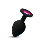 Gemma Pink Gem Black Silicone Plug - Medium - Image 4