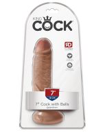 King Cock 7 Inch Cock With Balls - Tan - Image 3
