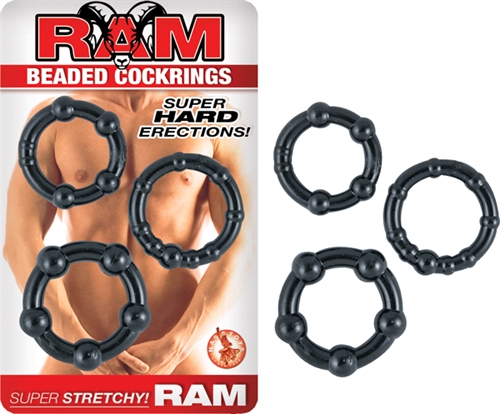 4f9eca0f6ba7c2233fc0c07611afc2f6 Ram Beaded Cockrings - Black - Image 1