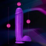 Neo Elite - 10 Inch Silicone Dual Density Cock with Balls - Neon Purple - Image 3