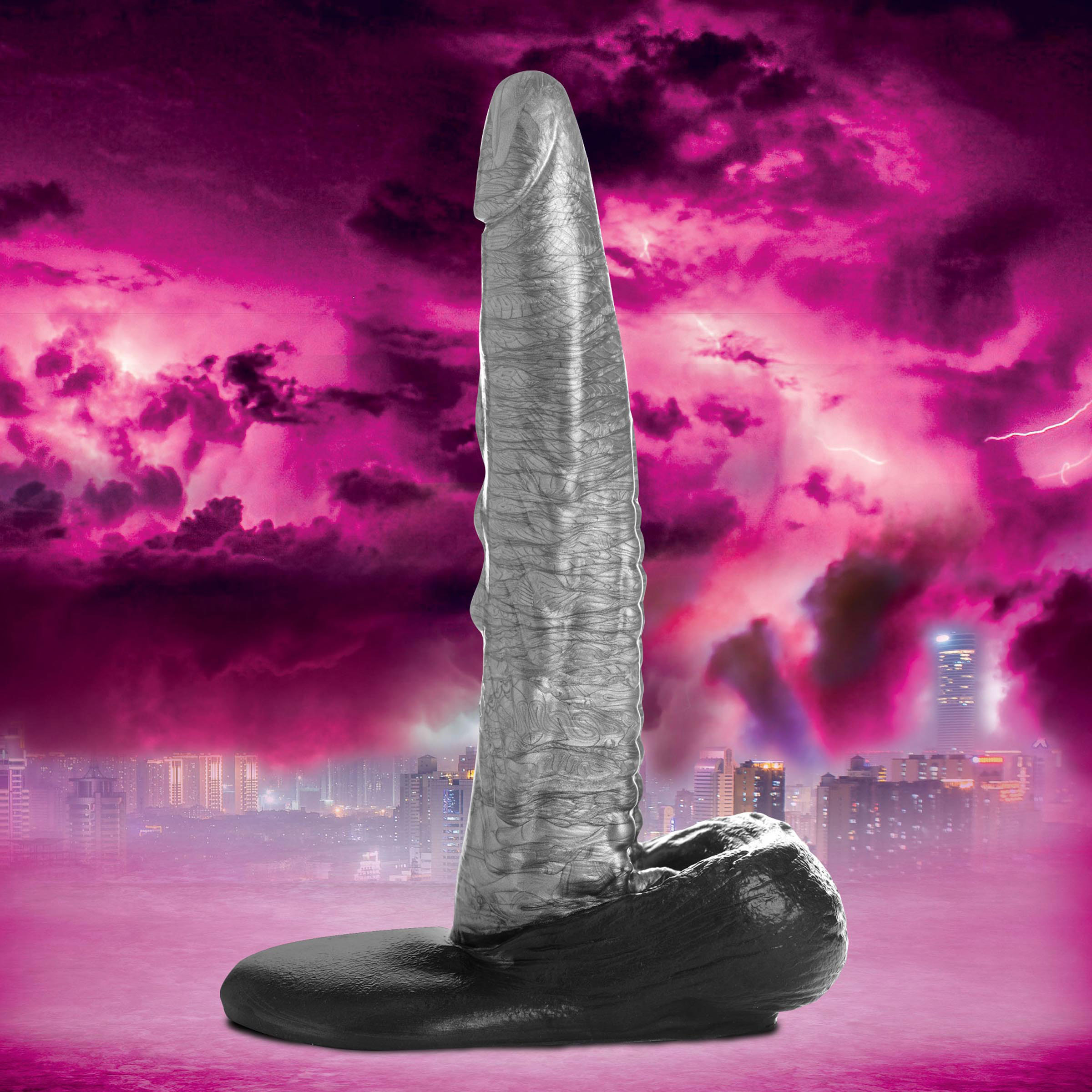 5EXBLGt8AcptJW1mzJKLQ6tUADGNxSek The Gargoyle Rock Hard Silicone Dildo - Silver - Image 1