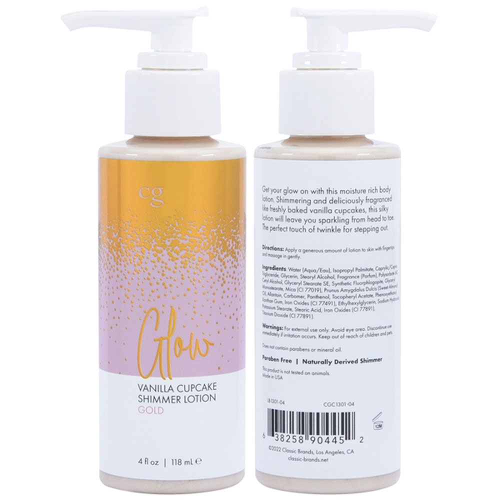 5GXpajDH3YzIqWLyoRevWa4Pxwaj4HLs Glow Vanilla Cupcake Shimmer Lotion Gold 4 Oz - Image 1