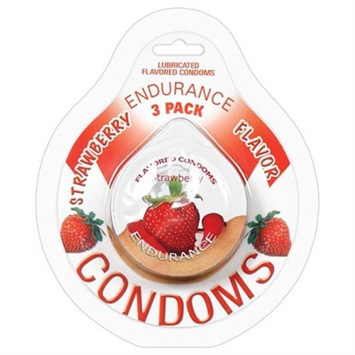 5cdb8dcab13fbbcac01752c4b8ca00ce Endurance Condoms - Strawberry - 3 Pack - Image 1