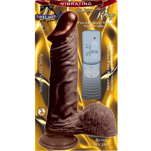 6208812271f7d69f8d64c3e5d9838501 Lifelike Vibrating Black King 9" - Image 1