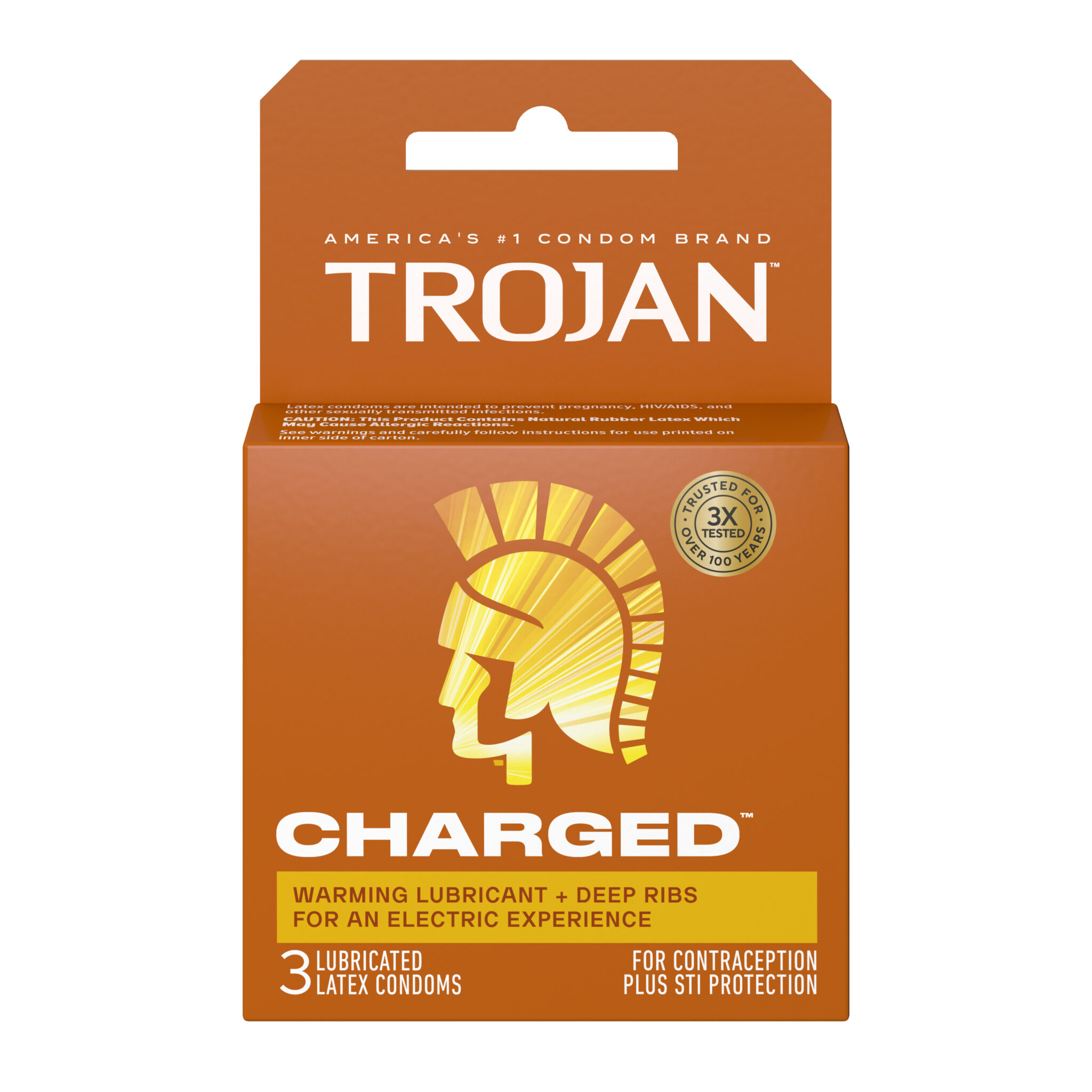 6HXzXOUV Trojan Intensified Charged Orgasmic Pleasure Condoms - 3 Pack - Image 1