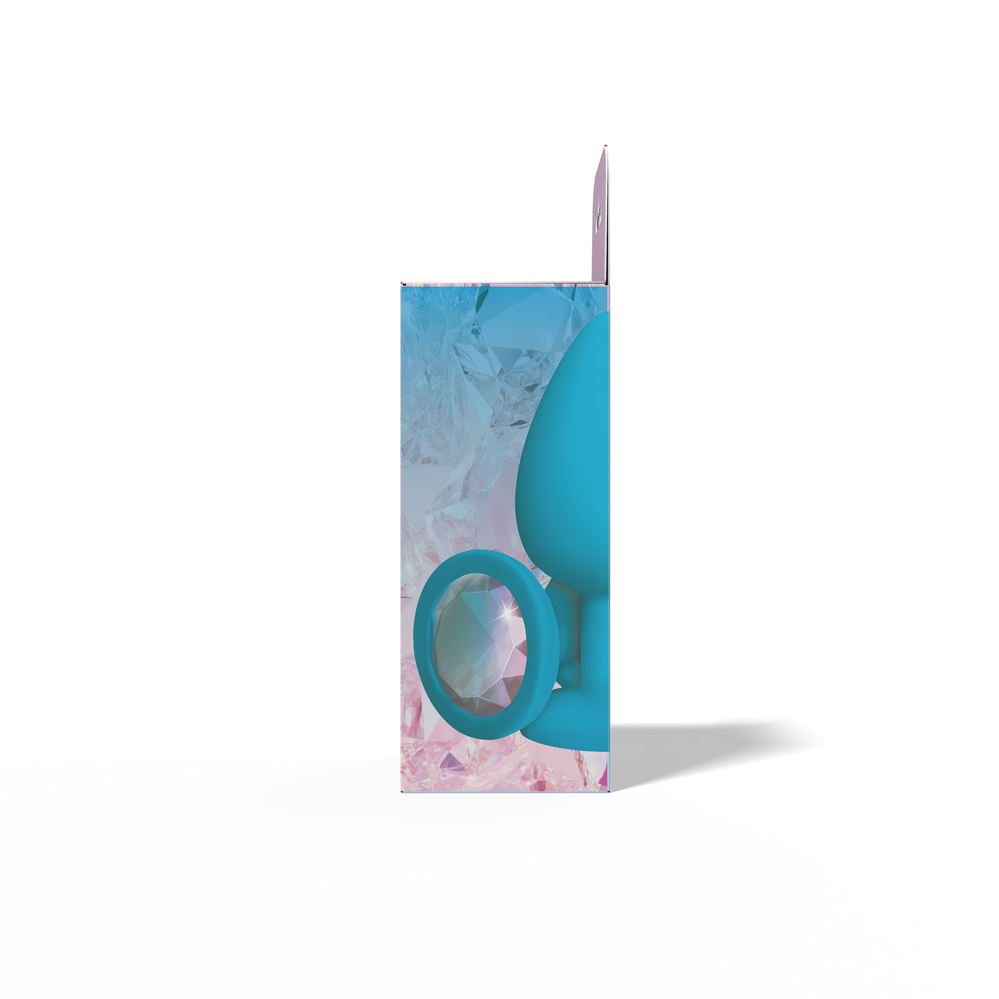 6KXSgPEr Gemma Clear Iridescent Gem Teal Silicone Plug - L - Image 1