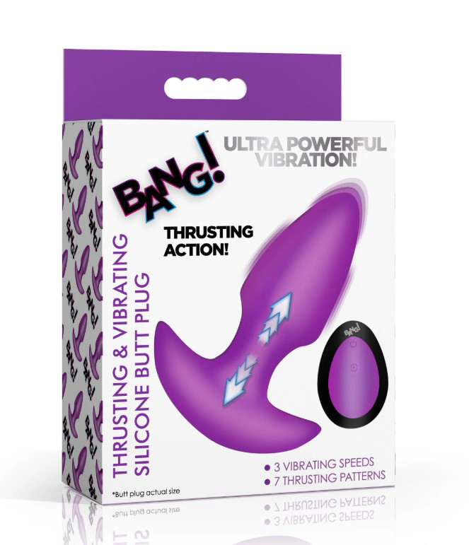 6Nmh7vRU Thrusting and Vibrating Silicone Butt Plug - Purple - Image 1