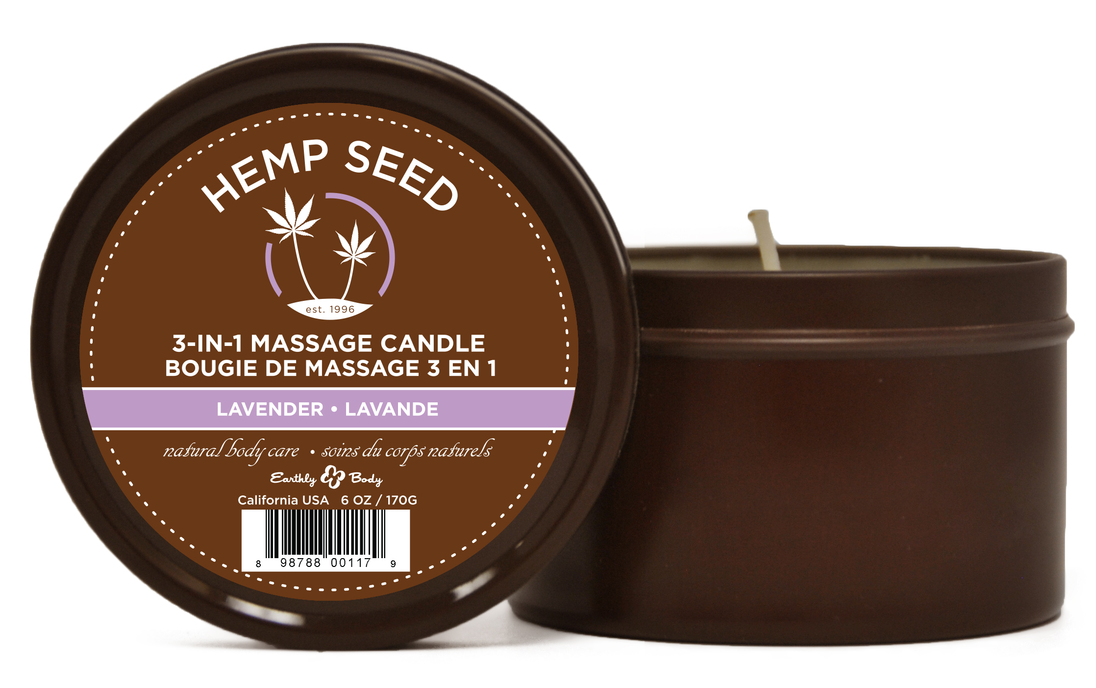 6OPGwlSNulCMk5k5gIIoKSwKE2xL9GR9 Hemp Seed 3-in-1 Massage Candle - Lavender - 6 Oz. - Image 1