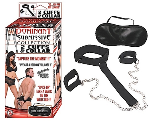 722456639b406b6afcbf4bbc95ae95c3 Dominant Submissive Collection 2 Cuffs and Collar - Black - Image 1