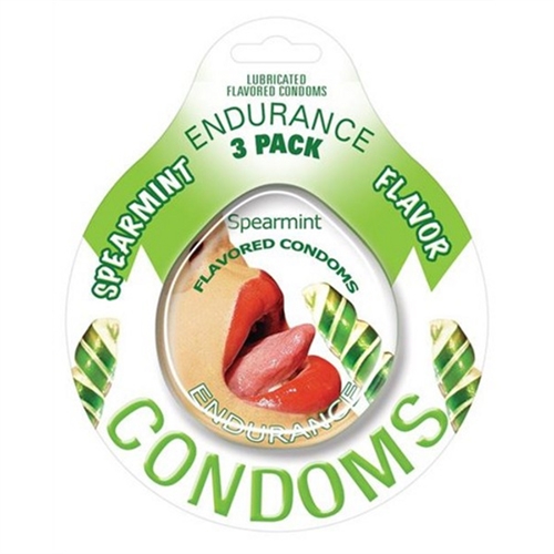 738c548179f638684f9c8dcfbe9a7b82 Endurance Condoms - Spearmint - 3 Pack - Image 1