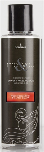 76b1ecd6f32a0a9e4142257ef5f975d1 Me and You Massage Oil - Wild Passionfruit and Island Guava - 4.2 Fl. Oz. - Image 1