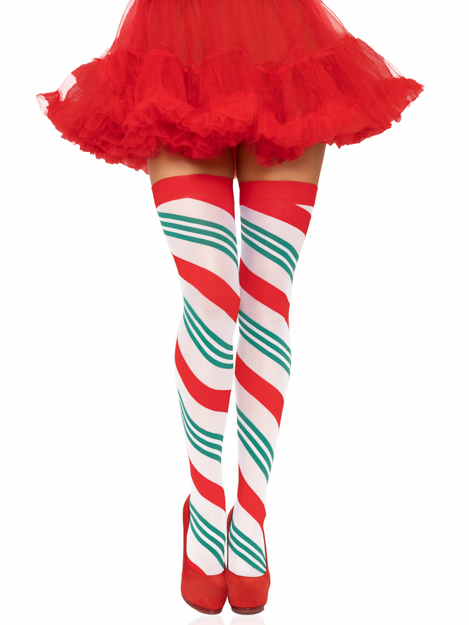 7O9hRQoLmhL95D89kn5uYl7e9q6S4TGZ Holiday Ribbon Thigh High - Swirl - Image 1