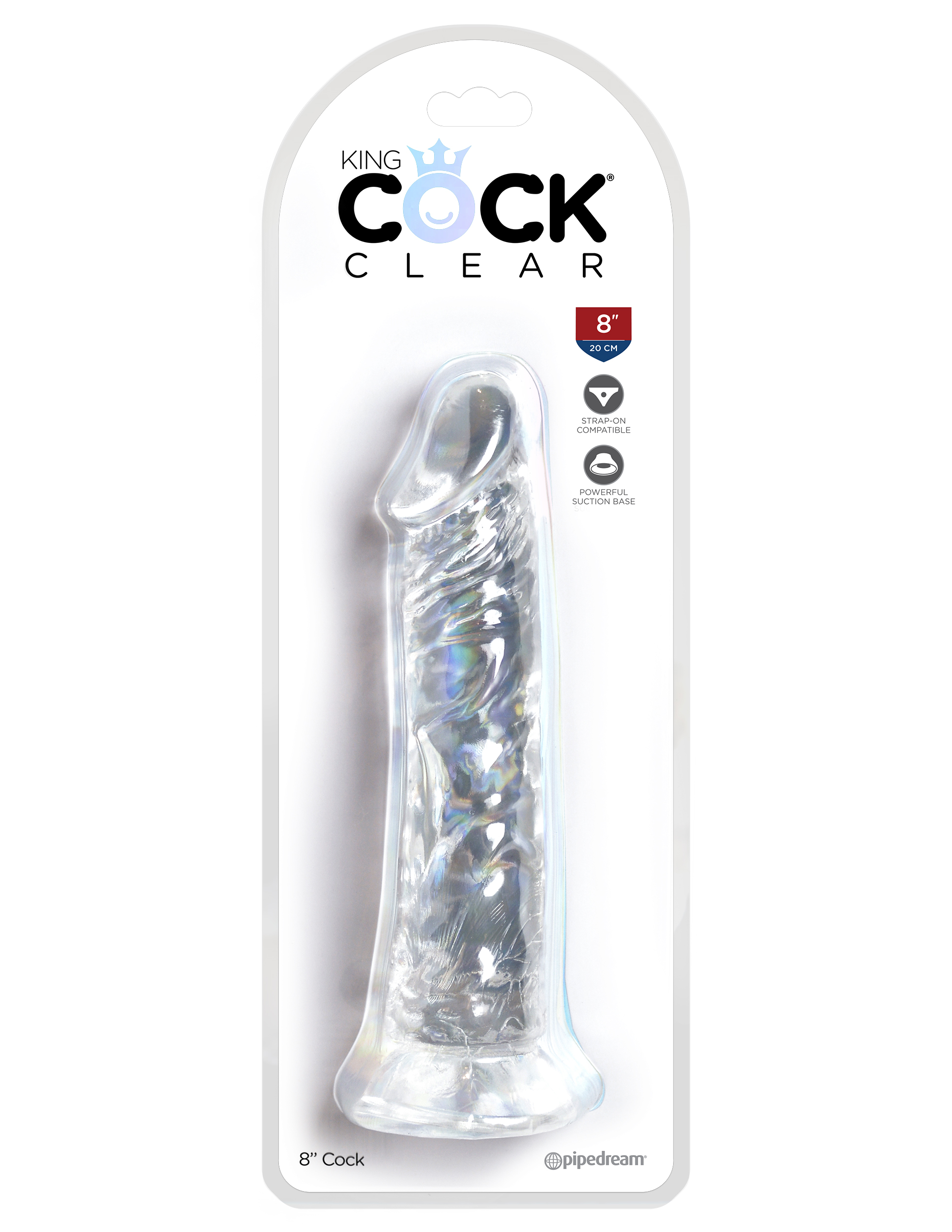PD5757-20_KC_Clear_8in_Suction_Cup_No_Balls King Cock Clear 8 Inch Cock - Image 1
