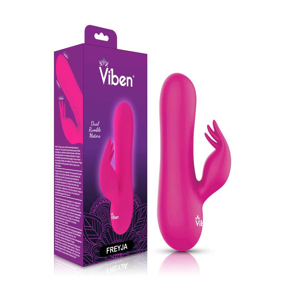 7hhLt62H Freyja Mini Triple Ticklers Rabbit Vibe - Hot Pink - Image 1