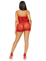 Rhinestone Lace and Net Mini Dress - One Size - Red - Image 2