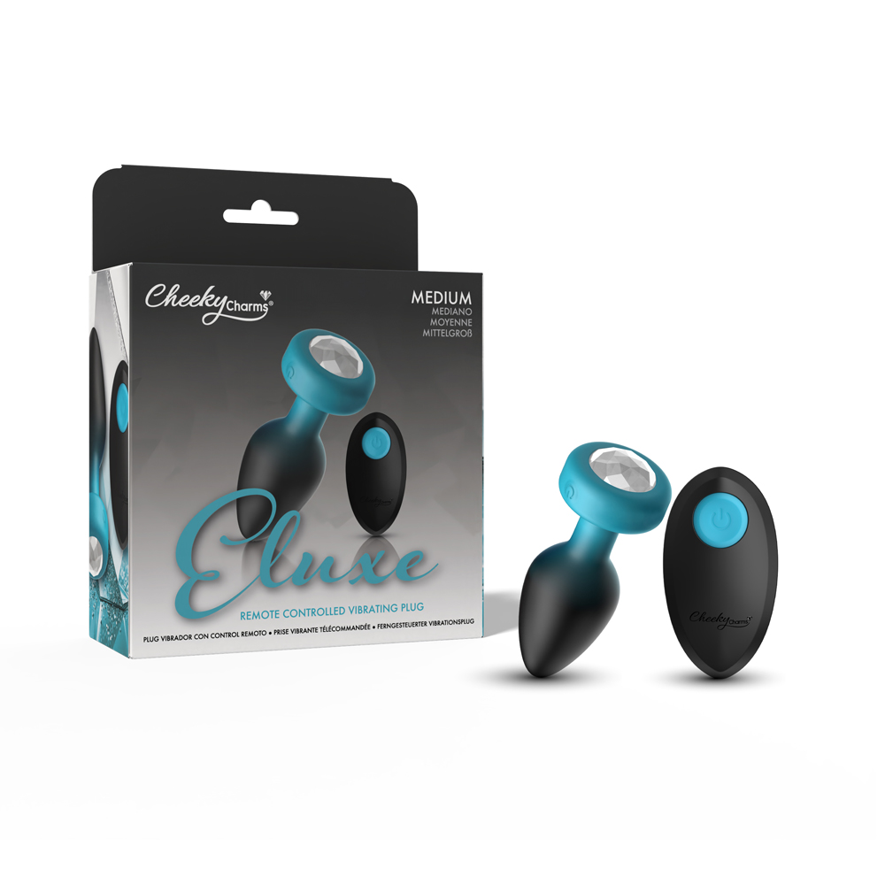 826vHXnt Eluxe Vibrating Clr Gem Bluombre Plug Md With Remote - Image 1