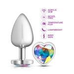 Clear Iridescent Heart Gem Silver Metal Plug - Lg - Image 3