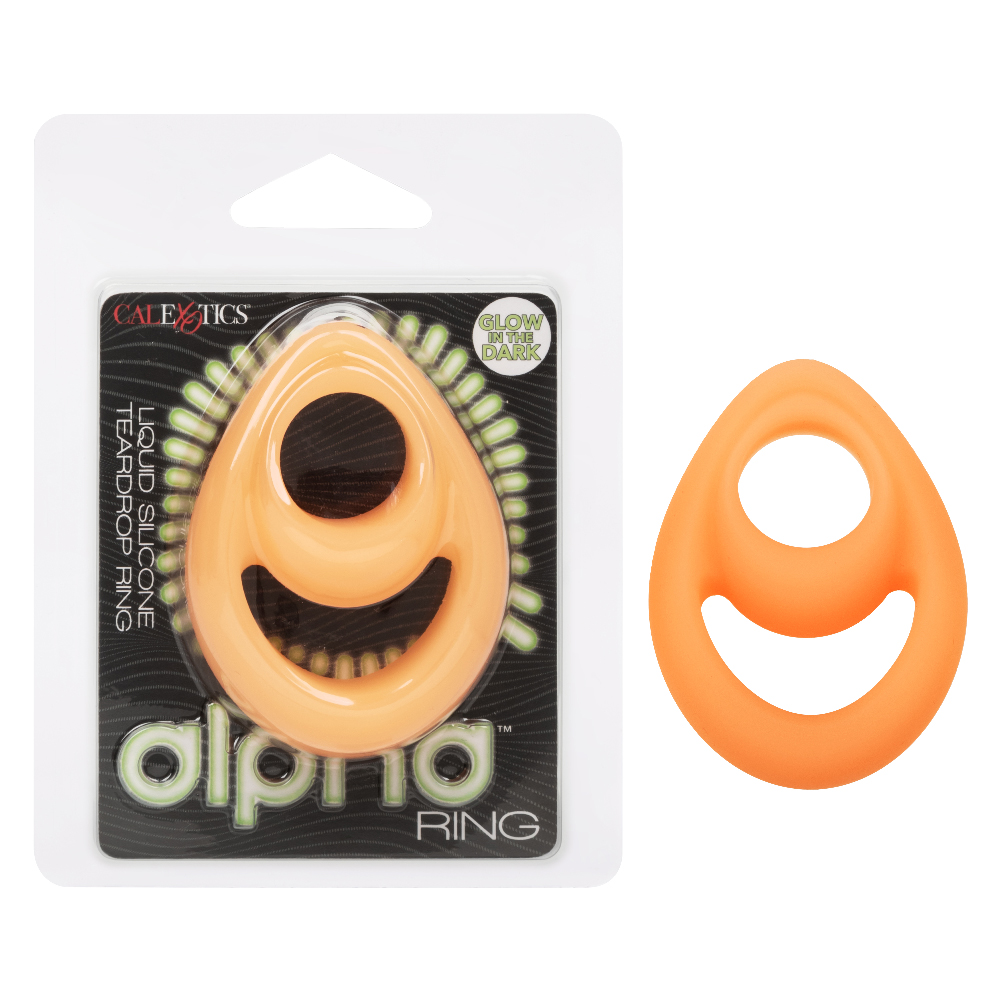 8WjXK4FQcvYbSI1CJYq58QSyGwmJY65U Alpha Glow-in-the-Dark Liquid Silicone Teardrop Ring - Orange - Image 1