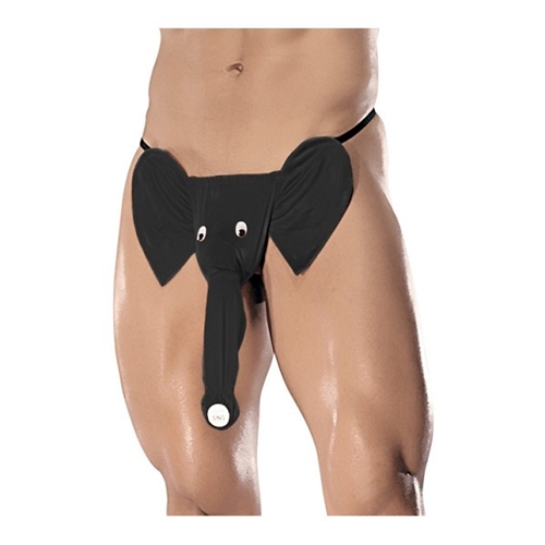 8dc9deb9d19e87abc7784436ad39811c Squeaker Elephant G-String - One Size - Black - Image 1