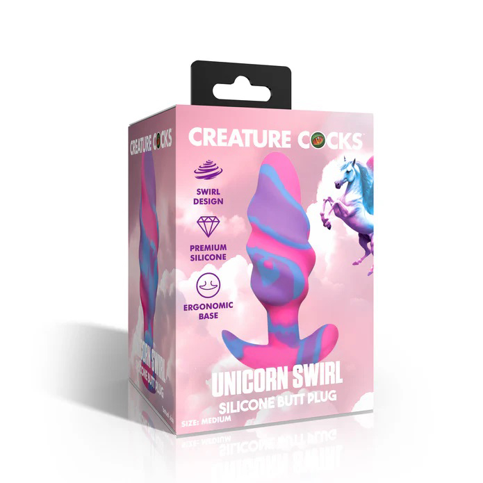8ikDaytS Unicorn Swirl Silicone Butt Plug - Medium - Image 1