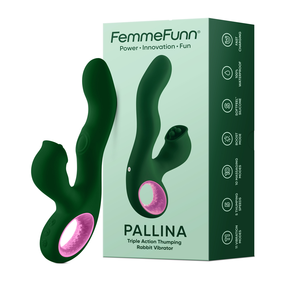 8rUdhyEP Pallina Triple-Action Rabbit Vibrator - Green - Image 1